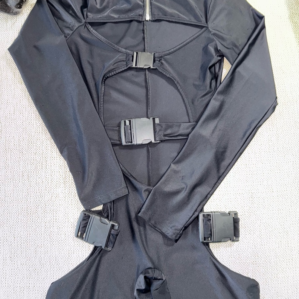 Black Buckle Detail Jumpsuit